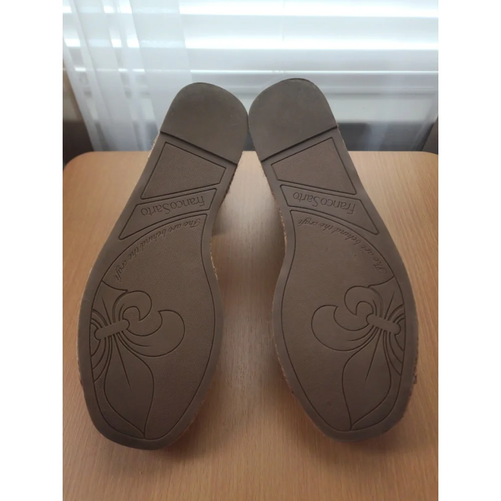 Franco Sarto Verita LEATHER Espadrille Platform Thong Sandal SZ 10 M BLACK